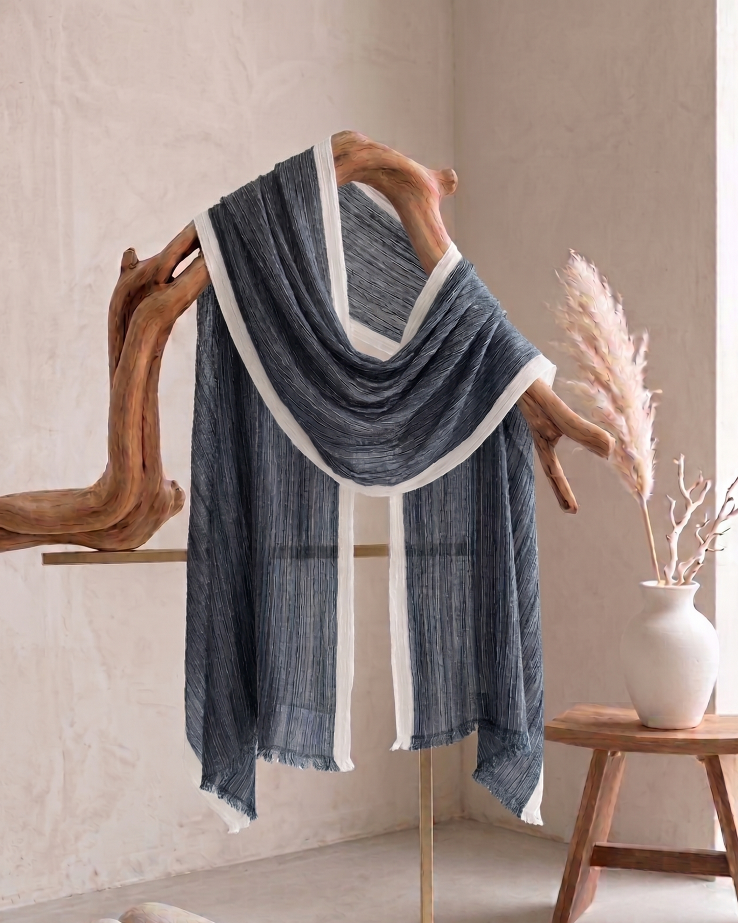 Marble White Stripes Hijab
