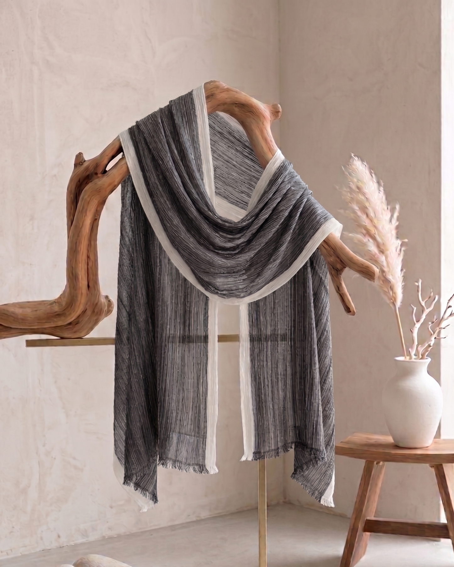 Marble White Stripes Hijab