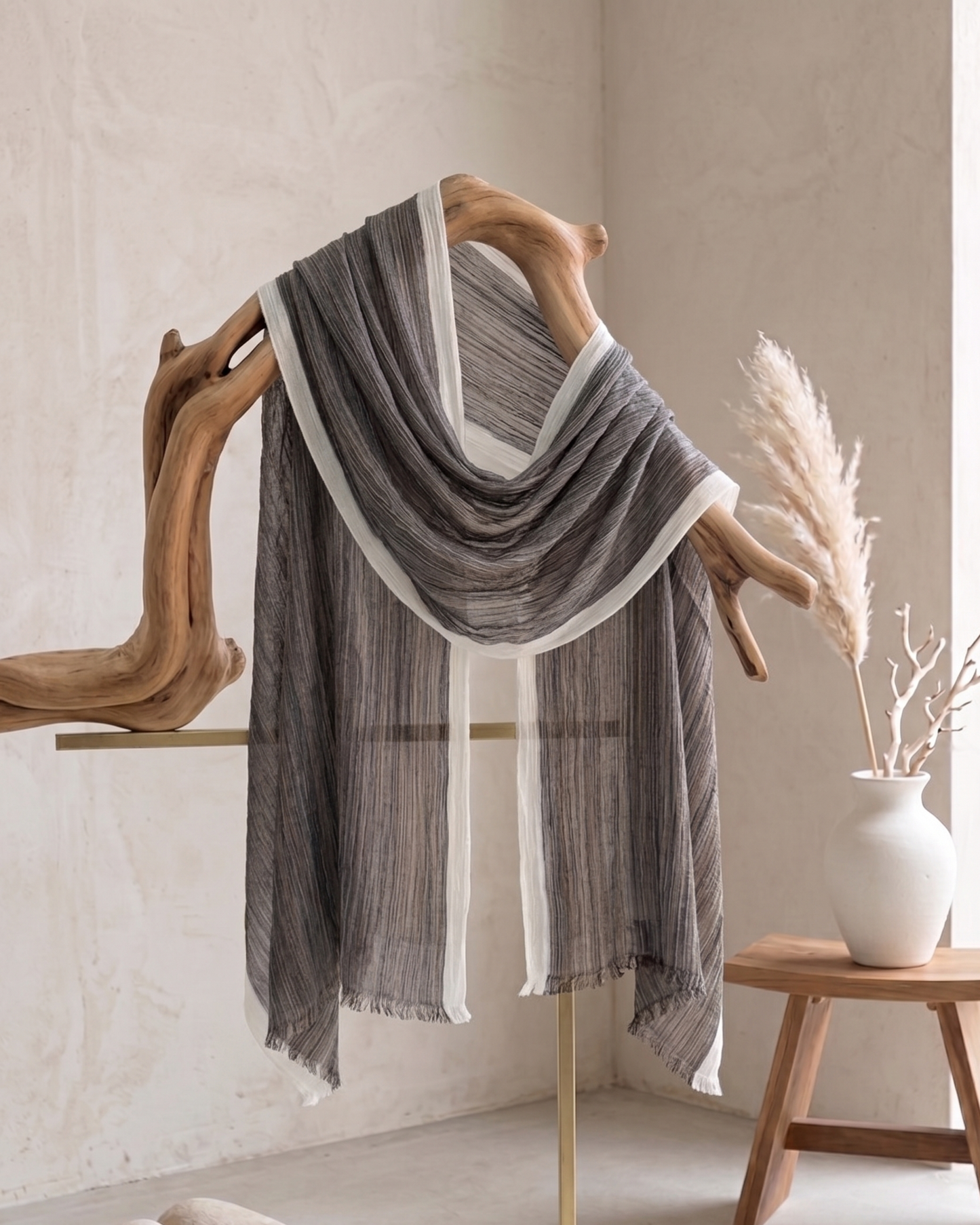 Marble White Stripes Hijab
